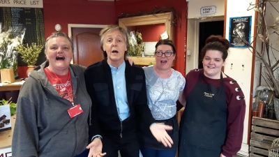 Penny Lane Flower Shop in Liverpool with Paul McCartney